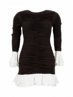 Rotate Birger Christensen - Dark Brown Mini Ruched Ls Dress (XS)