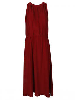Crida - Red Silk Midi Dress (M)