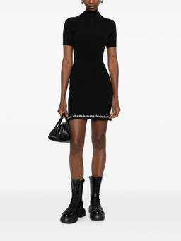 Alexander Wang - Black Ribbed Short-sleeve Dress