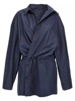 Balenciaga - Blue Stile Camicia Mini Dress