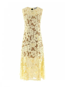 self-portrait - Yellow Floral Round Neck Midi Dress (S)