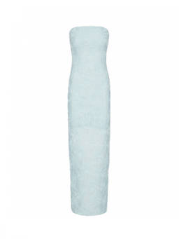 Rotate Birger Christensen - Light Blue Textured Strapless Maxi Dress (L)