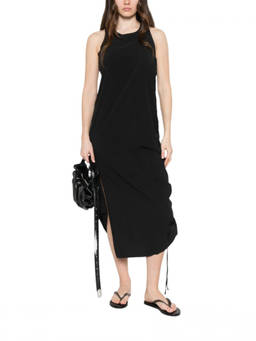Y-3 - Black Solid Round Neck Maxi Dress