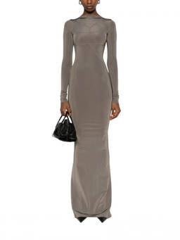Rick Owens - Grey Solid Boat Neck Maxi Dress (M)