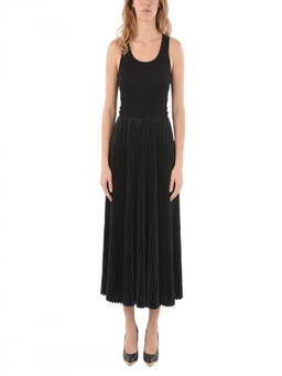 Balenciaga - Black Pleated Scoop Neck Midi Dress