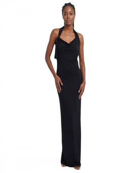 Saint Laurent - Black Halter Neck Full Length Dress (M)