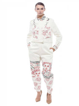 Stella McCartney - White Printed Shirt Collar Jacket