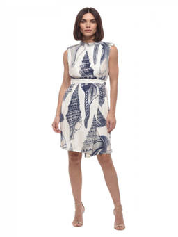 Stella McCartney - Blue Printed Crew Neck Mini Dress (XXS)