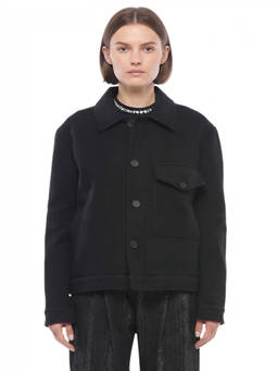 Stella McCartney - Black Solid Shirt Collar Jacket (XL)