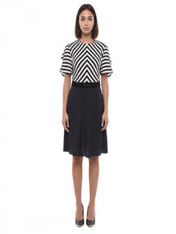 Stella McCartney - Black White Stripes Round Neck Dress (M)