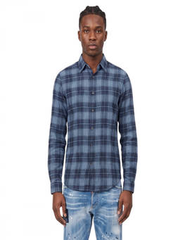 Theory - Blue Slim Plaid Shirt (S)