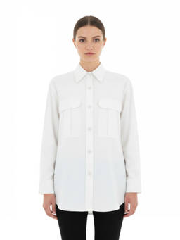 Parosh - White Regular Solid Shirt (S)