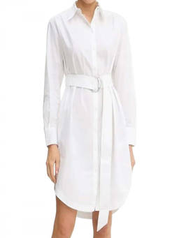 Boss - White Long Sleeves Shirt Dress