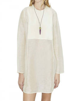 TORY BURCH - Off White Round Neck Mini Dress