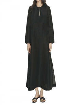 TORY BURCH - Black Pleated Insert Maxi Dress (M)