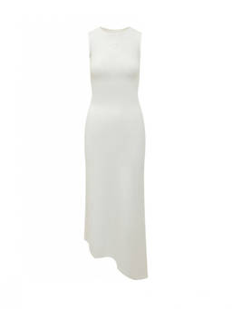 Marine Serre - White Solid Round Neck Maxi Dress