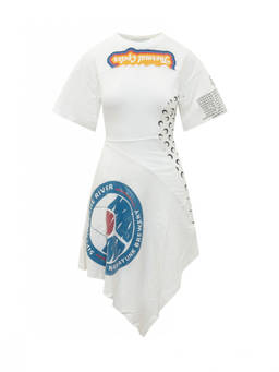 Marine Serre - White Printed Crew Neck Dress (L)
