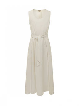 Woolrich - White Solid Scoop Neck Maxi Dress (M)