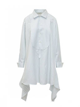 JW Anderson - White Stripes Shirt Collar Midi Dress