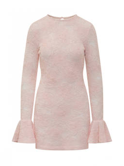 Rotate Birger Christensen - Pink Floral Round Neck Mini Dress