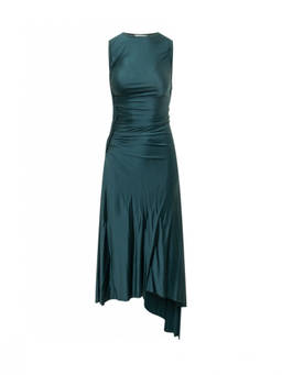 Victoria Beckham - Blue Solid Round Neck Maxi Dress (L)
