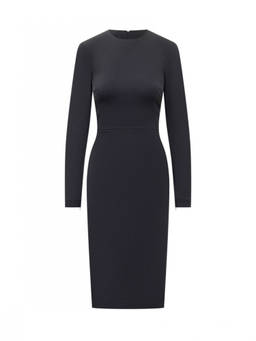 Victoria Beckham - Blue Round Neck Midi Dress (L)