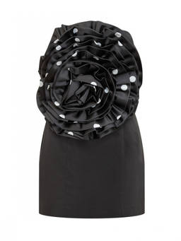 Rotate Birger Christensen - Black Polka Dot Strapless Mini Dress (M)