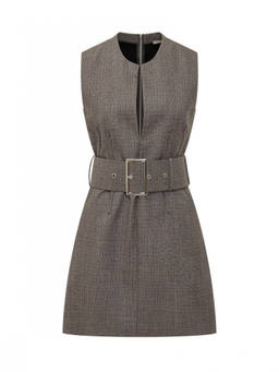 Stella McCartney - Brown Checks Round Neck Mini Dress (L)