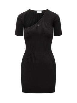 Courreges - Black Knitted Round Neck Midi Dress