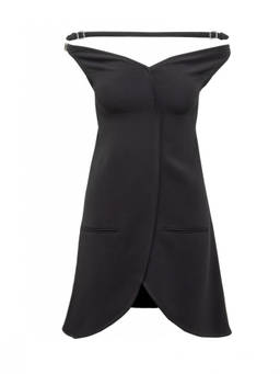 Courreges - Black Off Shoulder Mini Dress