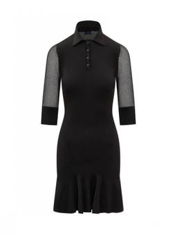 OFF-WHITE - Black Shirt Collar Midi Dress (XS)
