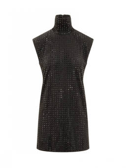 Sportmax - Black Embellished Turtle Neck Mini Dress (L)