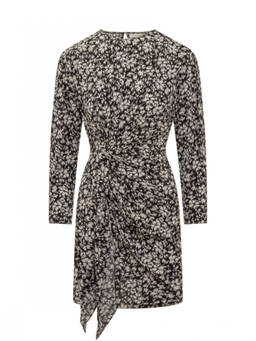 Marant Etoile - Black Printed Round Neck Mini Dress (XS)