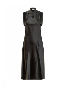 OFF-WHITE - Black Mandarin Collar Maxi Dress
