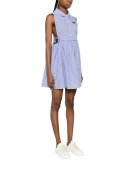 Miu Miu - Blue Checks Shirt Collar Dress
