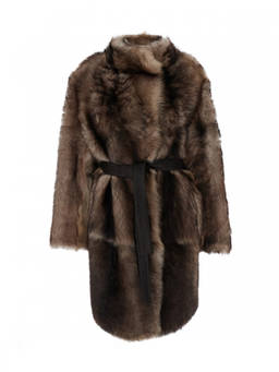 Yves Salomon - Brown Turtle Neck Shearling Jacket (L)