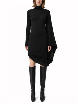 Stella McCartney - Black Mock Collar Midi Dress
