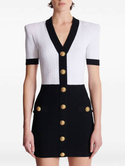 BALMAIN - Black white Knitted Dress