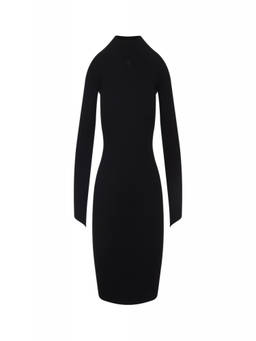 Courreges - Black Circle Rib Viscose Mini Dress