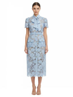 self-portrait - Light Blue Floral Shirt Dress