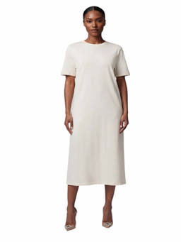 Woolrich - White Solid Crew Neck Midi Dress
