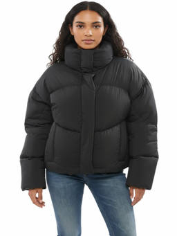 Bacon - Black Quilted Mock Collar Jacket