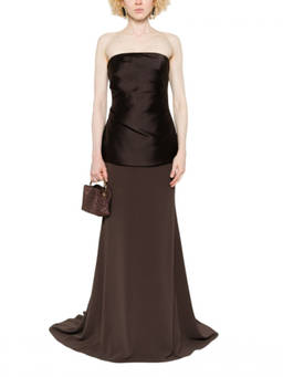 SOLACE London - Brown Strapless Maxi Dress (XS)