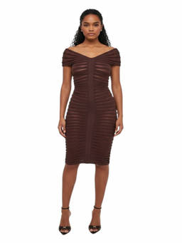 Elisabetta Franchi - Brown Off Shoulder Midi Dress (M)