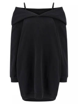 MM6 Maison Margiela - Black Off-shoulder hooded dress