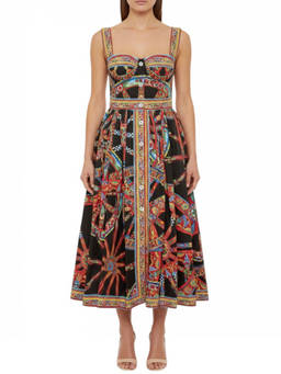 Dolce&Gabbana - Multicolor Printed Sweet Heart Neck Dress