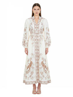 Zimmermann - Beige Printed V Neck Maxi Dress