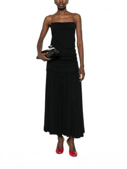 JACQUEMUS - Black Pleated Strapless Maxi Dress