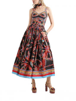 Dolce&Gabbana - Multicolor Printed Sweet Heart Neck Dress (M)