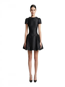 self-portrait - Black Boat Neck Mini Dress